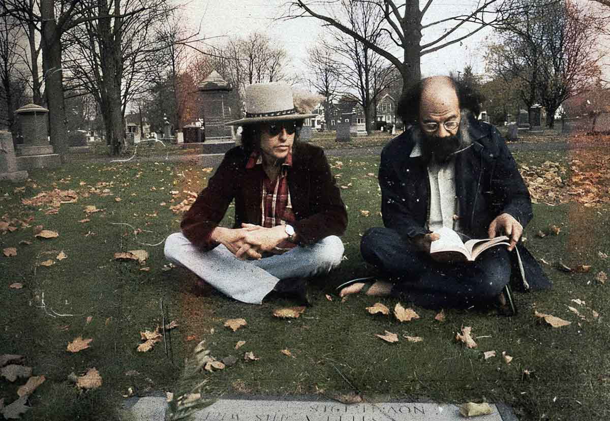 ginsberg dylan at kerouac grave photograph