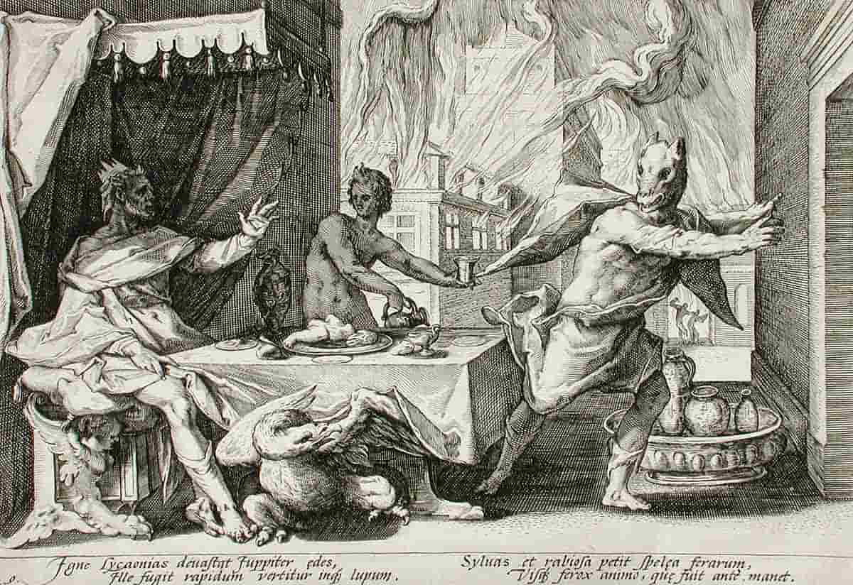 goltzius lycaon transformed engraving