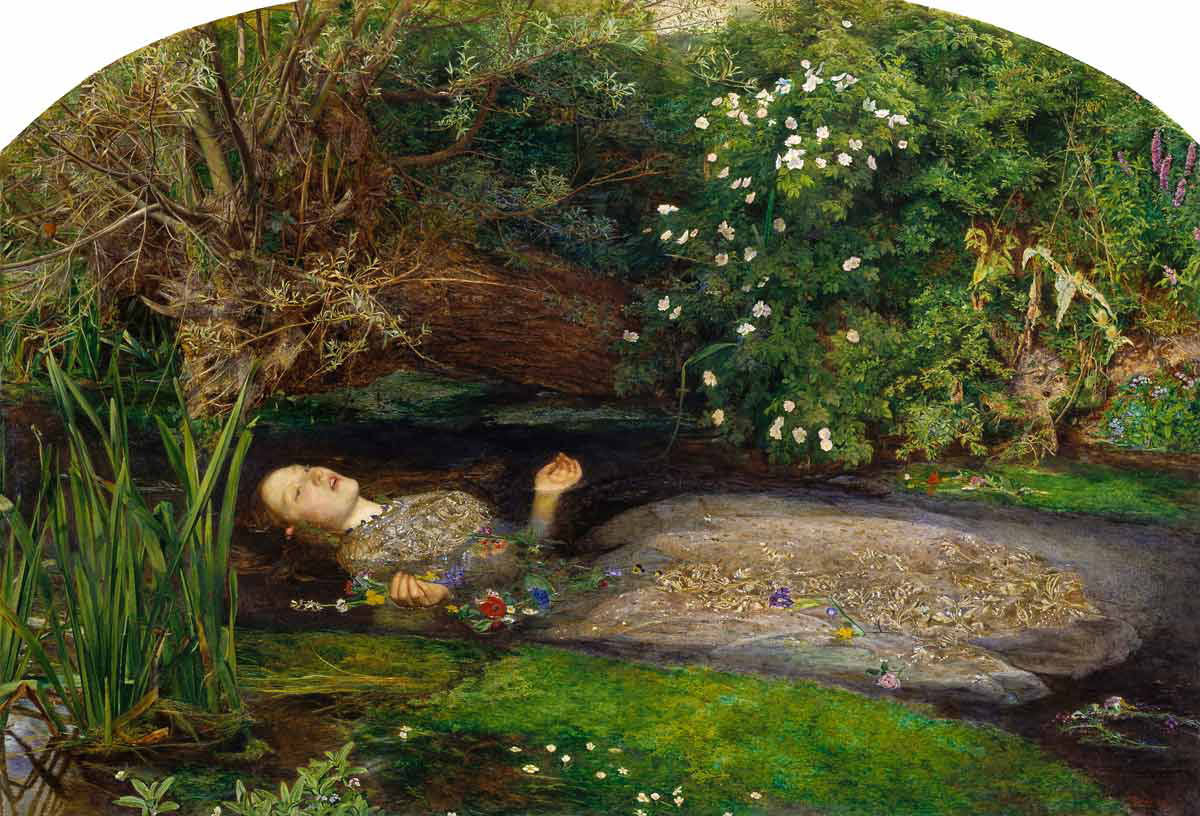 ophelia painting flowers death suicide john everett millais