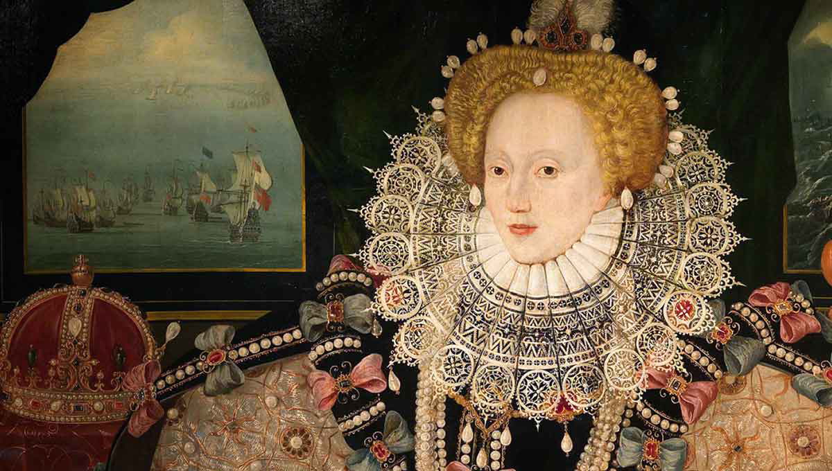 queen elizabeth armada portrait england ships crown