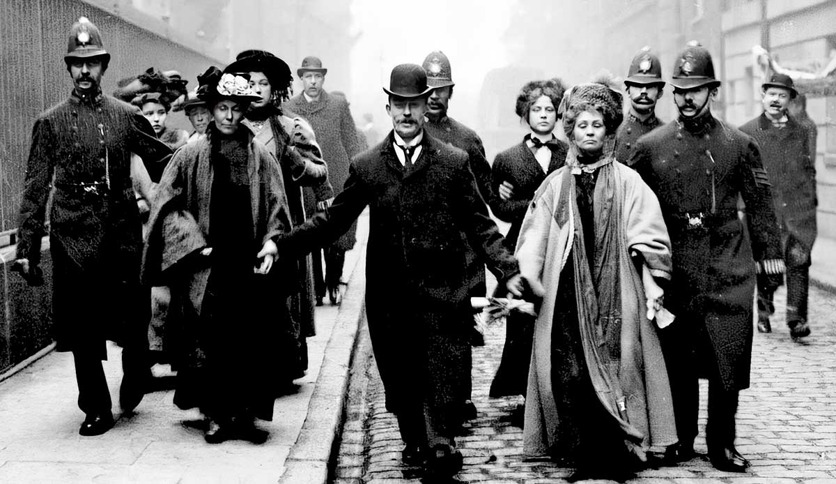Suffragette arrests during the infamous Black Friday protest of 1910 in London