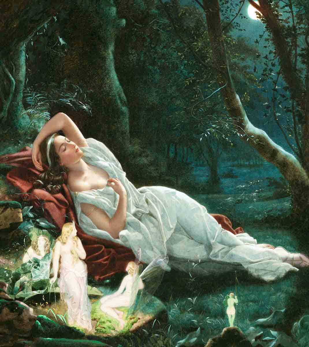 titania sleeping moonlight forest fairies john simmons