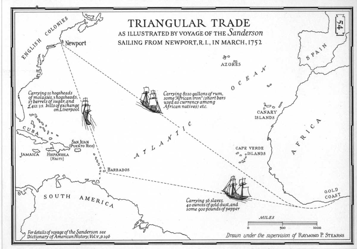 Triangular Trade Route Map. Source: printable-maphq.com