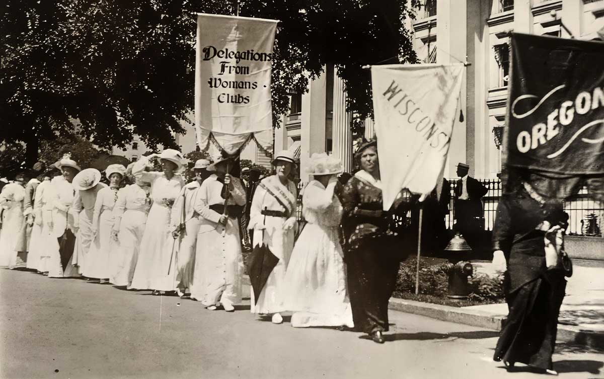 Women marching during the Women’s Suffrage Parade in Washington, 1913