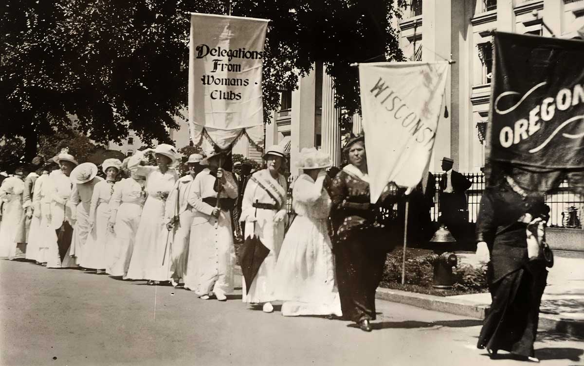 Women marching during the Women’s Suffrage Parade in Washington, 1913