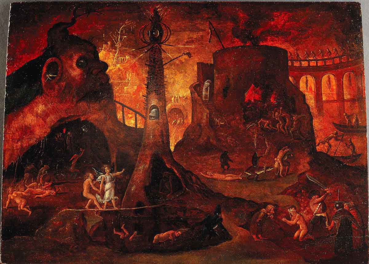 angel leading soul hell follower bosch