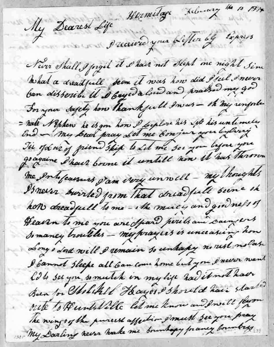 letter rachel andrew jackson