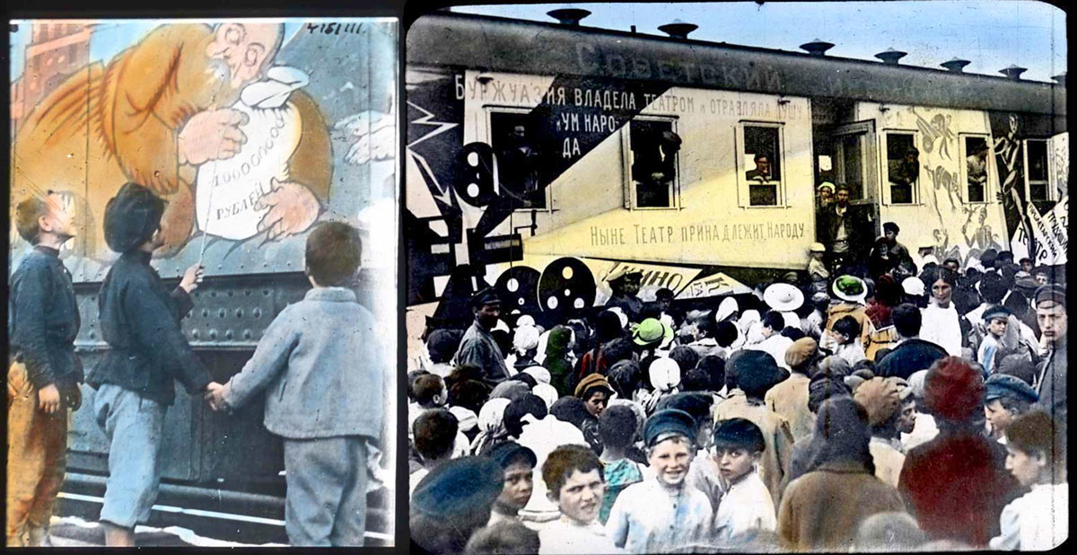 children examine soviet agitpoezda warwick