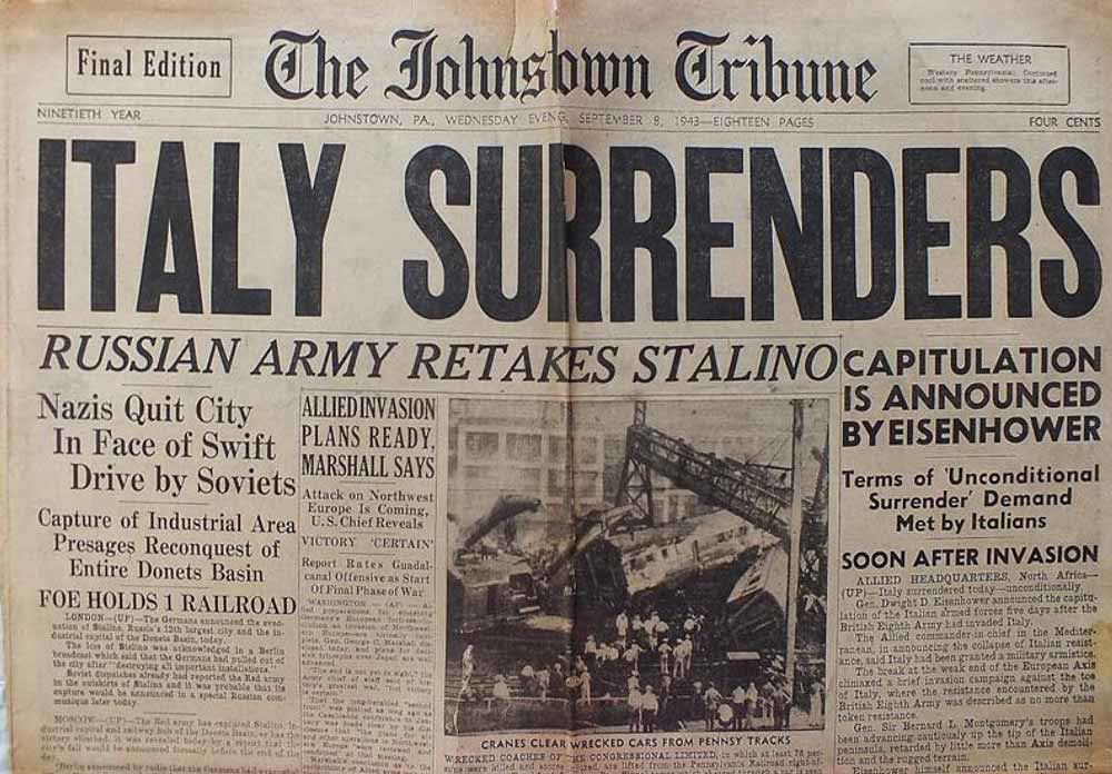 italy surrenders september 1943