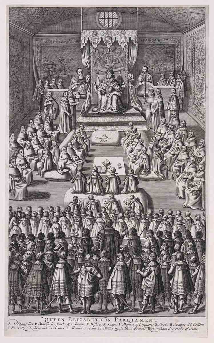 queen elizabeth in parliament elstrack 1682