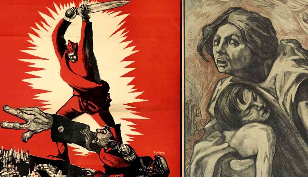 russian civil war propaganda posters trains