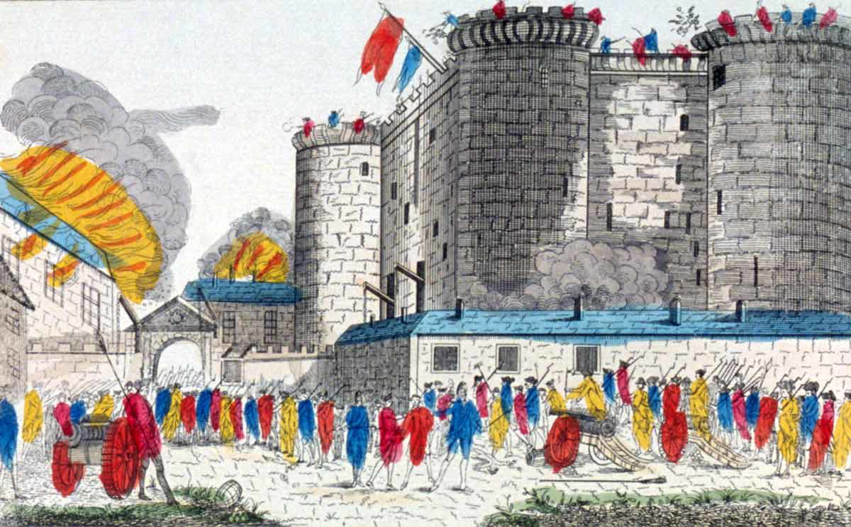 storming the bastille etching 1789