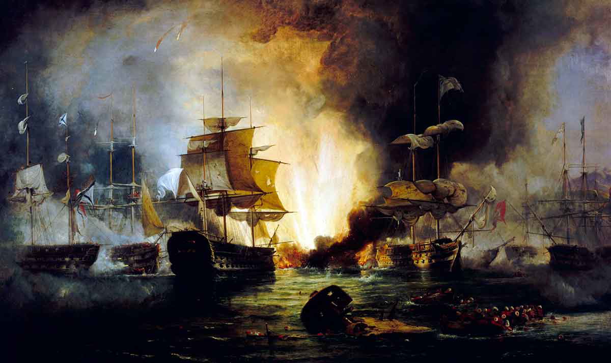 Battle of Navarino Reinagle 1828 National Maritime Museum