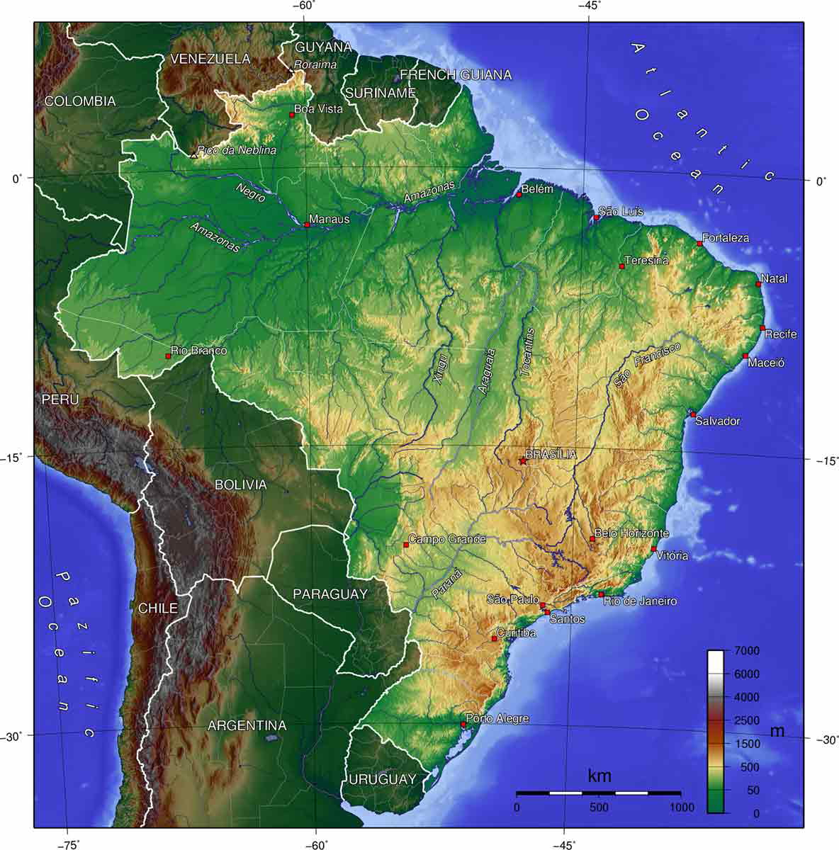Brazil Map Recife Natal