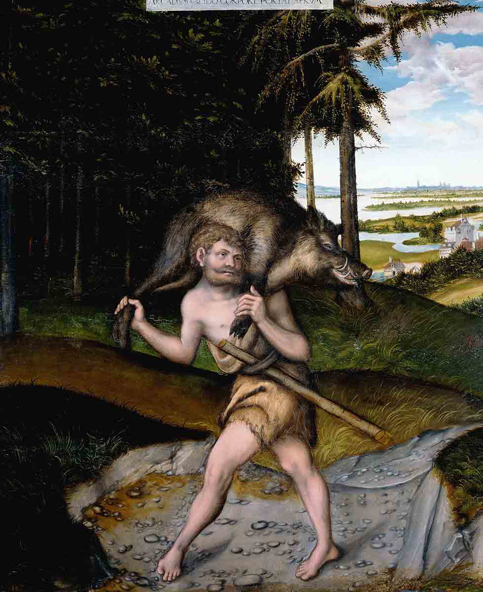 cranach hercules erymanthian boar painting