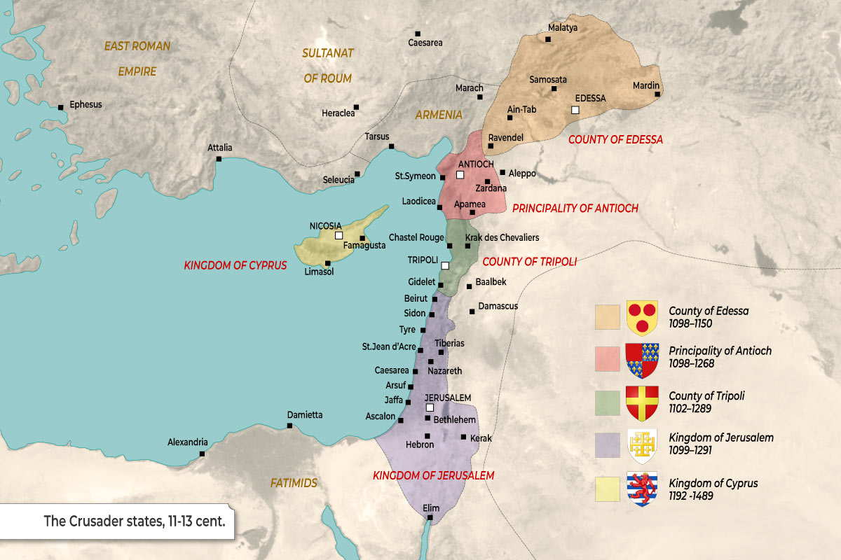 A map of the Crusader States (11-13th century)