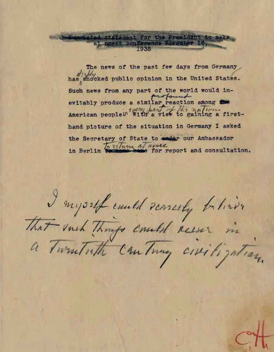 fdr note kristallnacht
