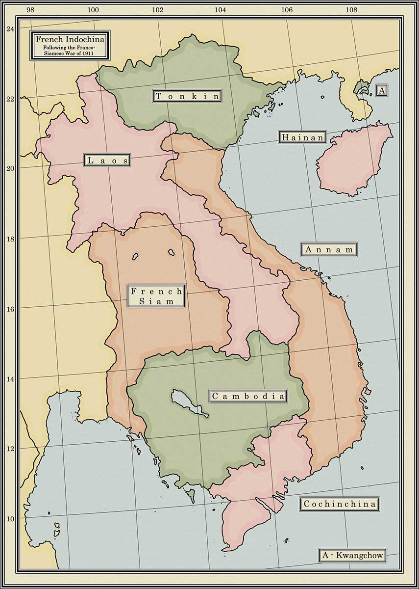 french indochina map 1911
