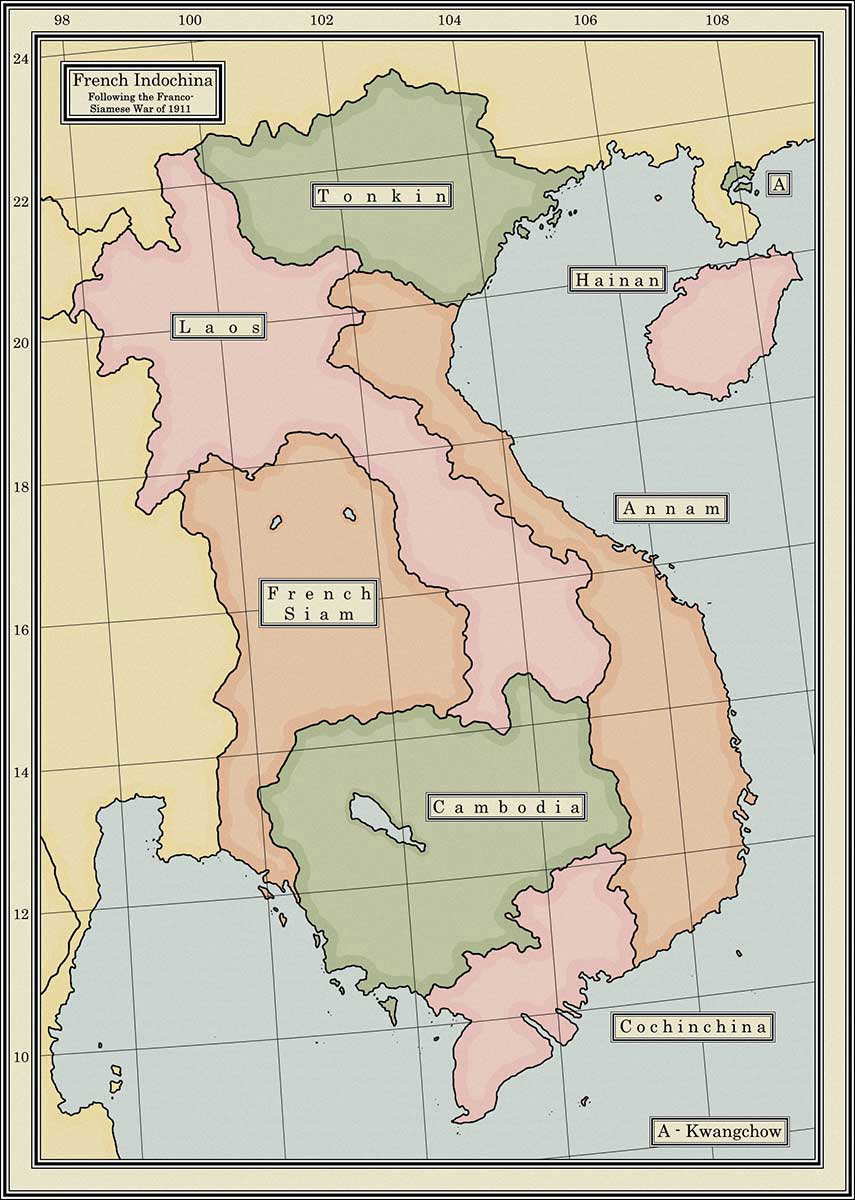 french indochina map 1911
