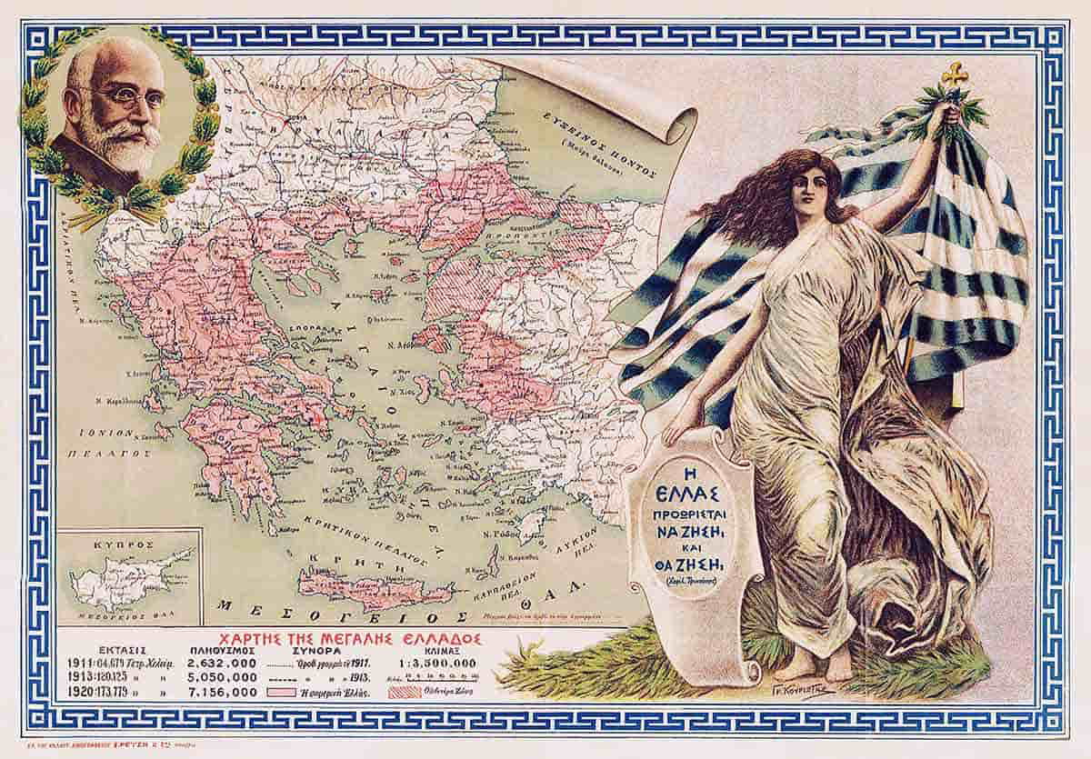 lithograph map great greece