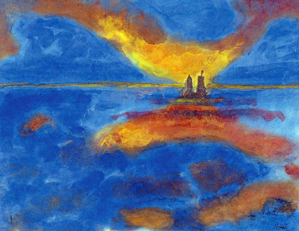 nolde red clouds watercolor
