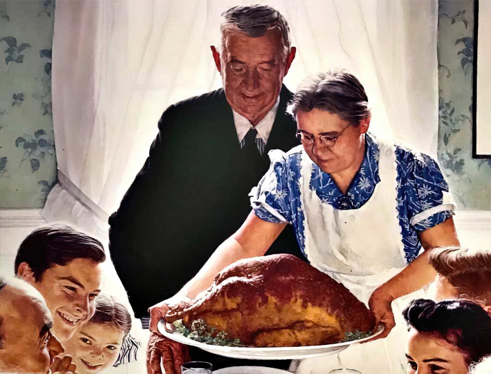 norman rockwell thanksgiving turkey detail