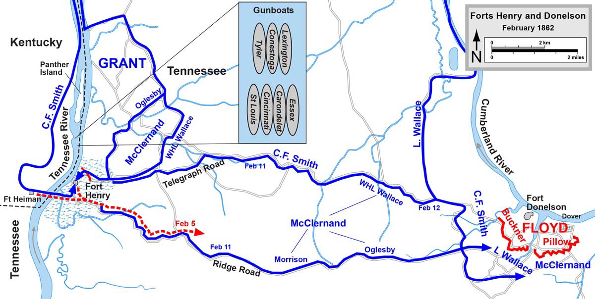 Forts Henry and Donelson Feb 1862