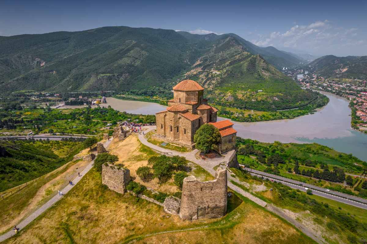aerial view mtskheta georgia
