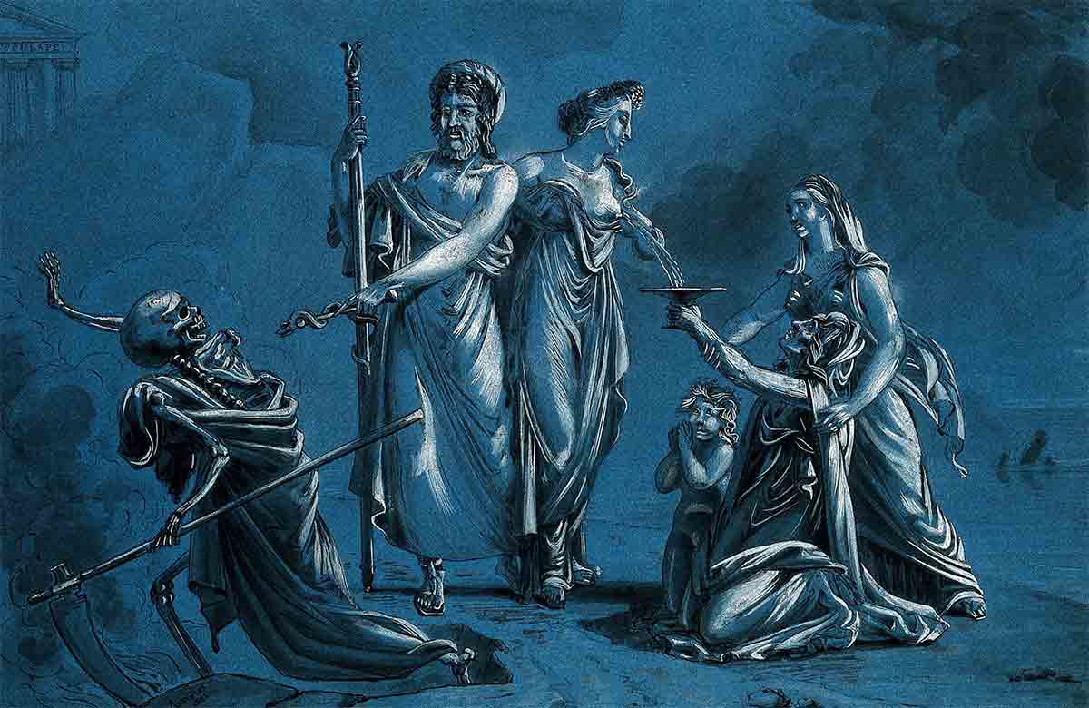 bignon aesculapius routing death drawing