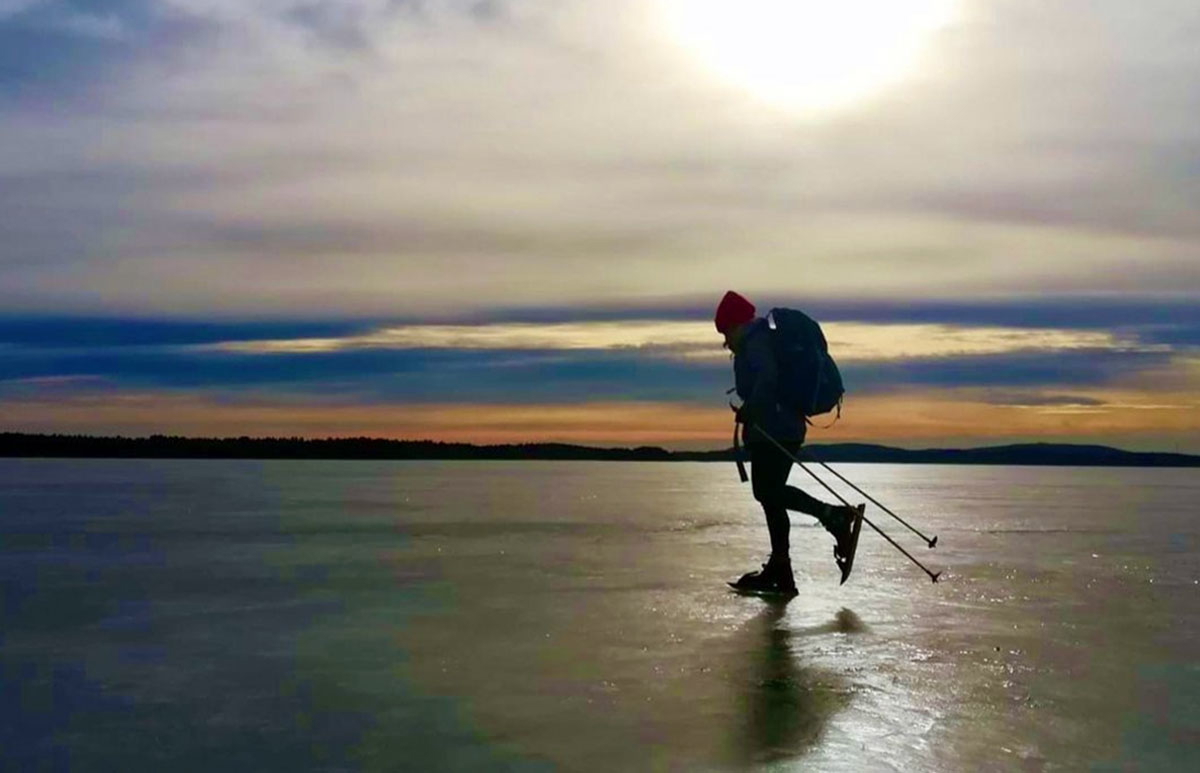 frozen lake ice skating borlange