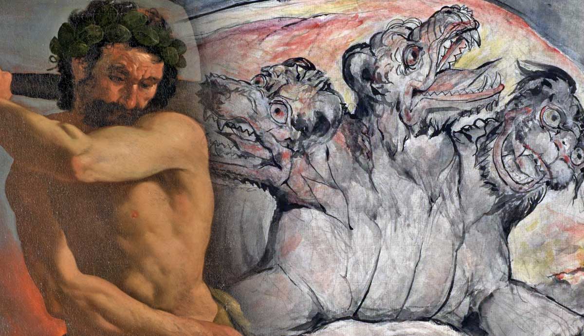heracles captures cerberus twelfth labor hero