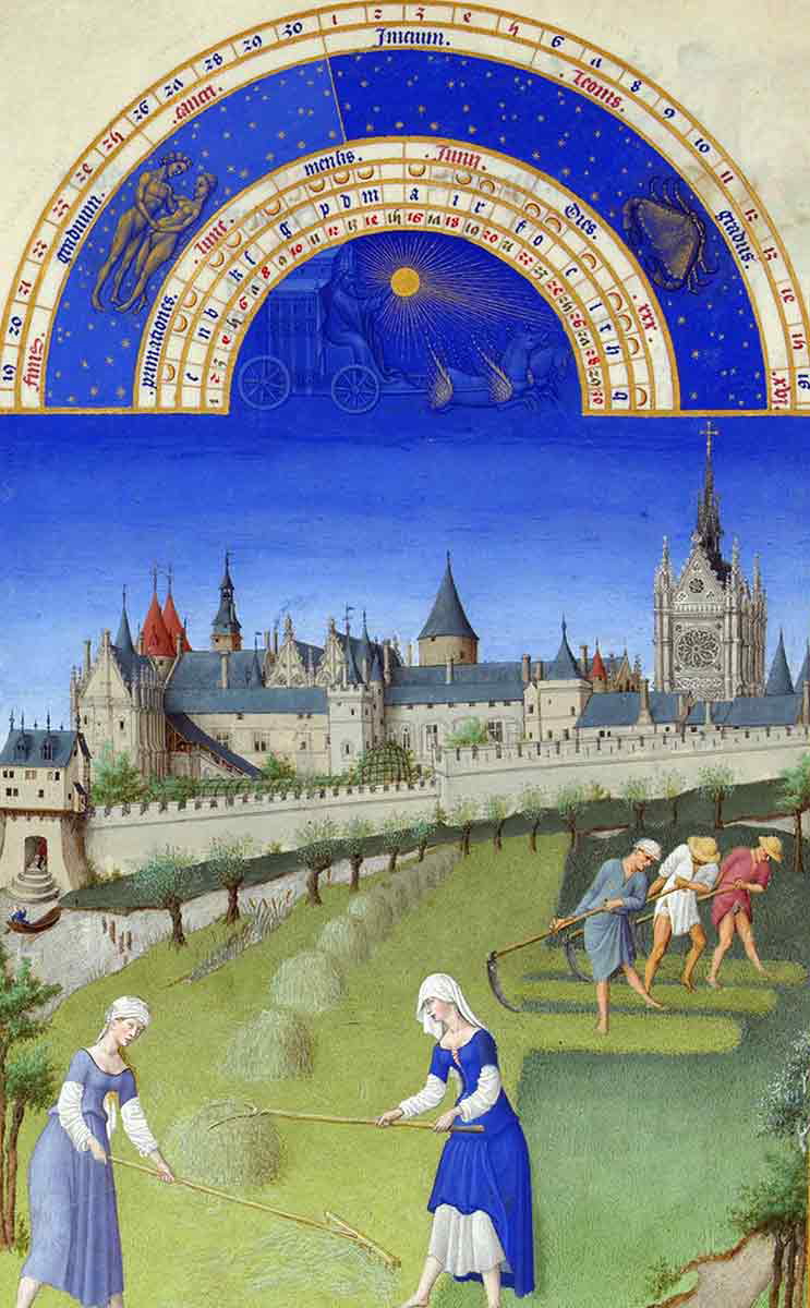 june duc de Berry medieval women scything