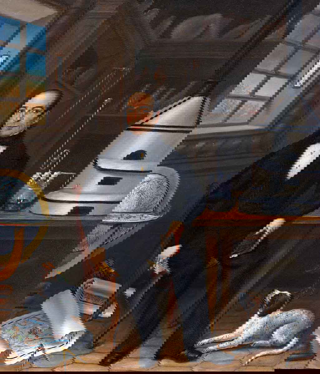 man science painting oil