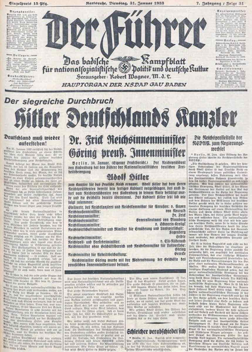 newspaper der fuehrer january 31 1933