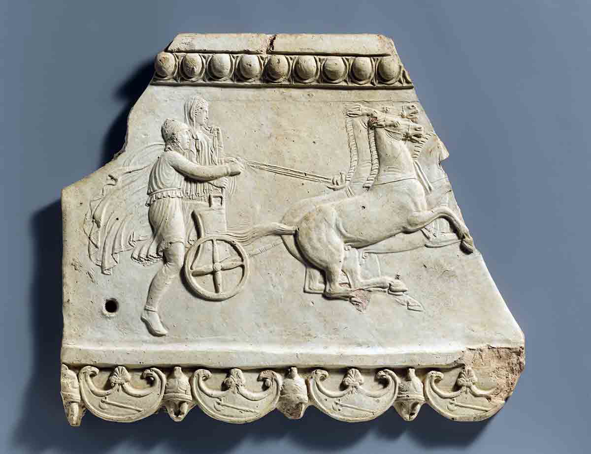 pelops hippodamia chariot terracotta relief
