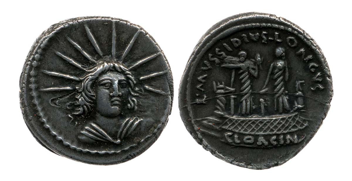 denarius mussidius longus shrine venus cloacina sol