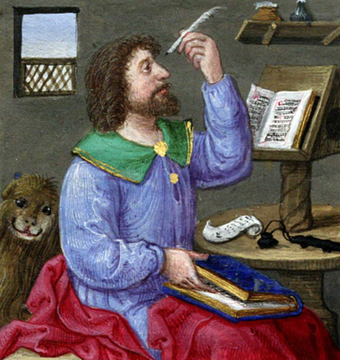 evangelist with lion gospel of mark