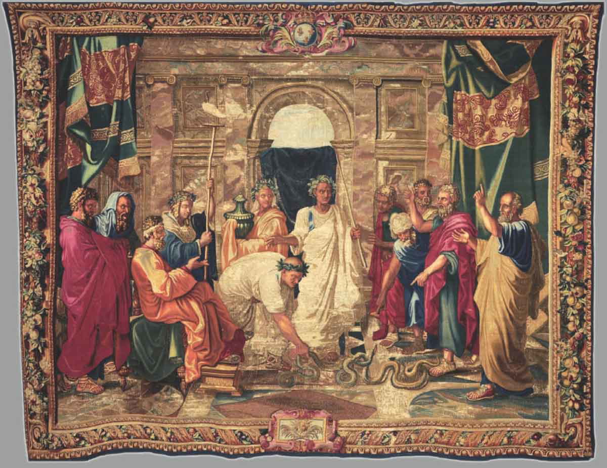 poussin moses turning staff jannes jambres