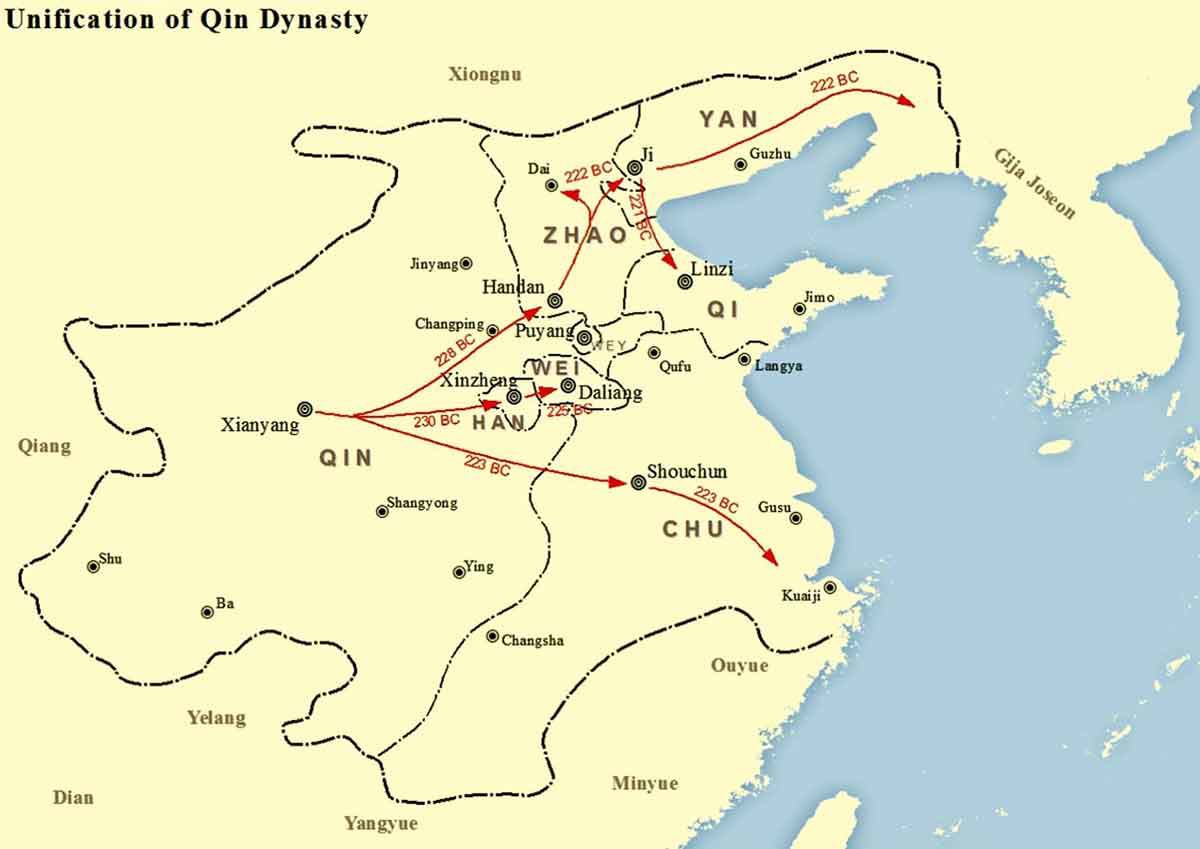 qin unification china map