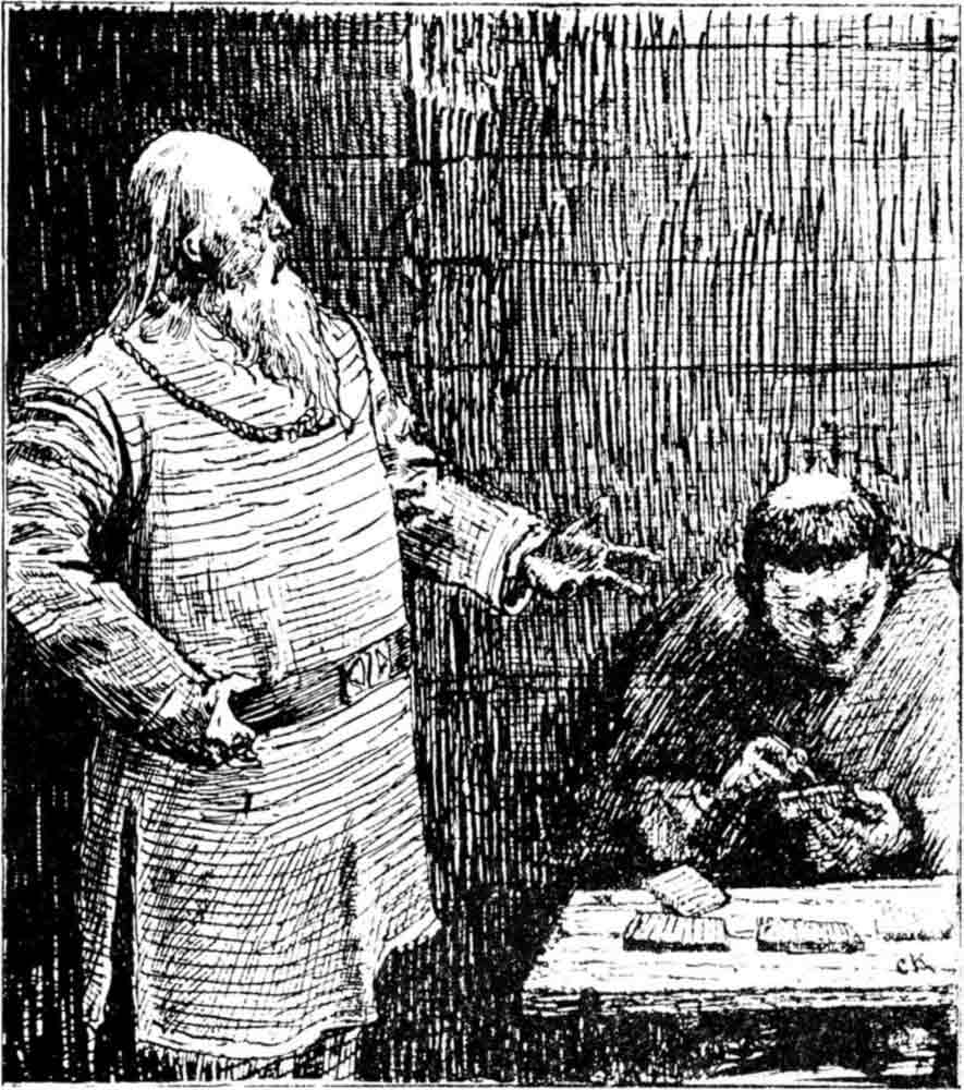 snorri sturluson speaks to seated man