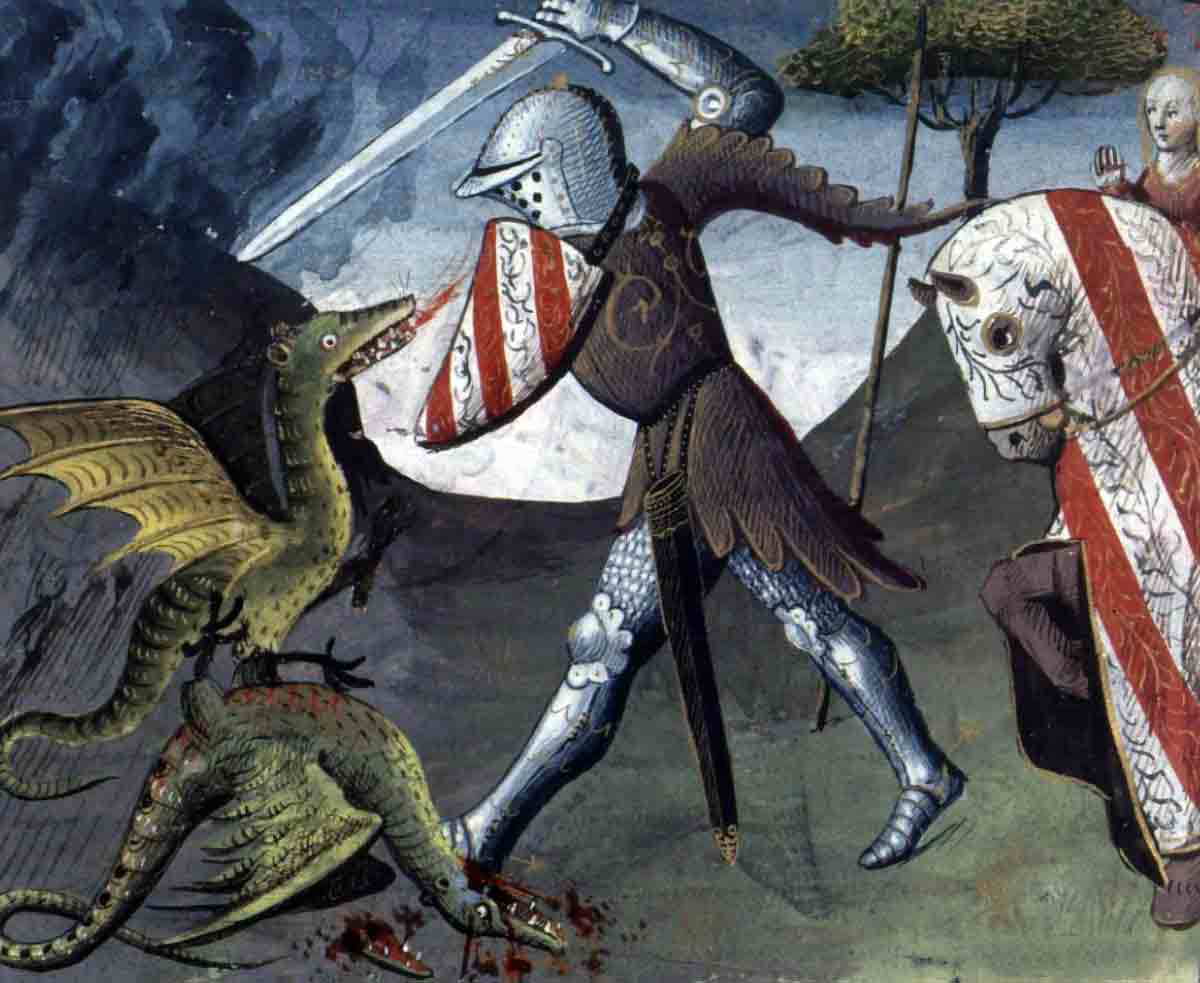 Lancelot fighting dragons val without return 15th century