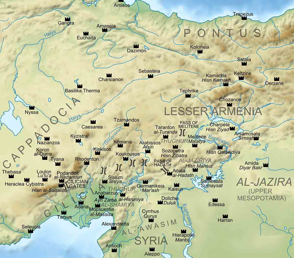 arab byzantine frontier zone map