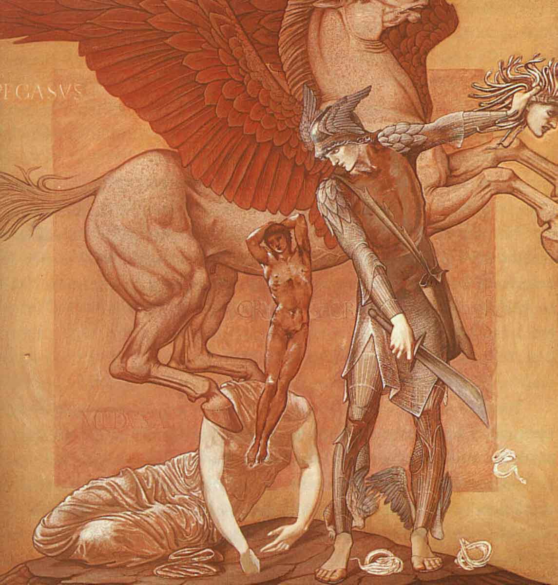 burne jones birth pegasus chrysaor drawing