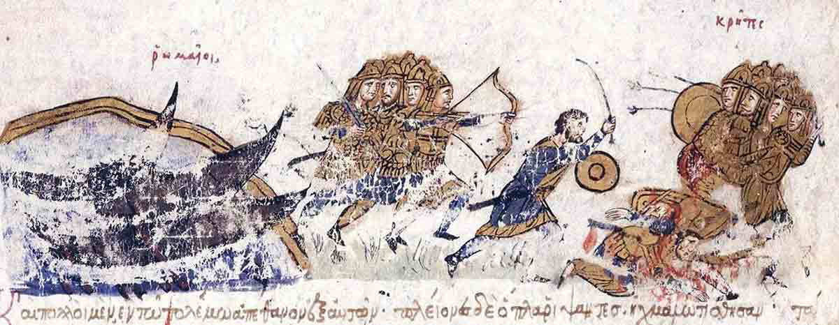 byzantine army landing crete skylitzes manuscript 13th century