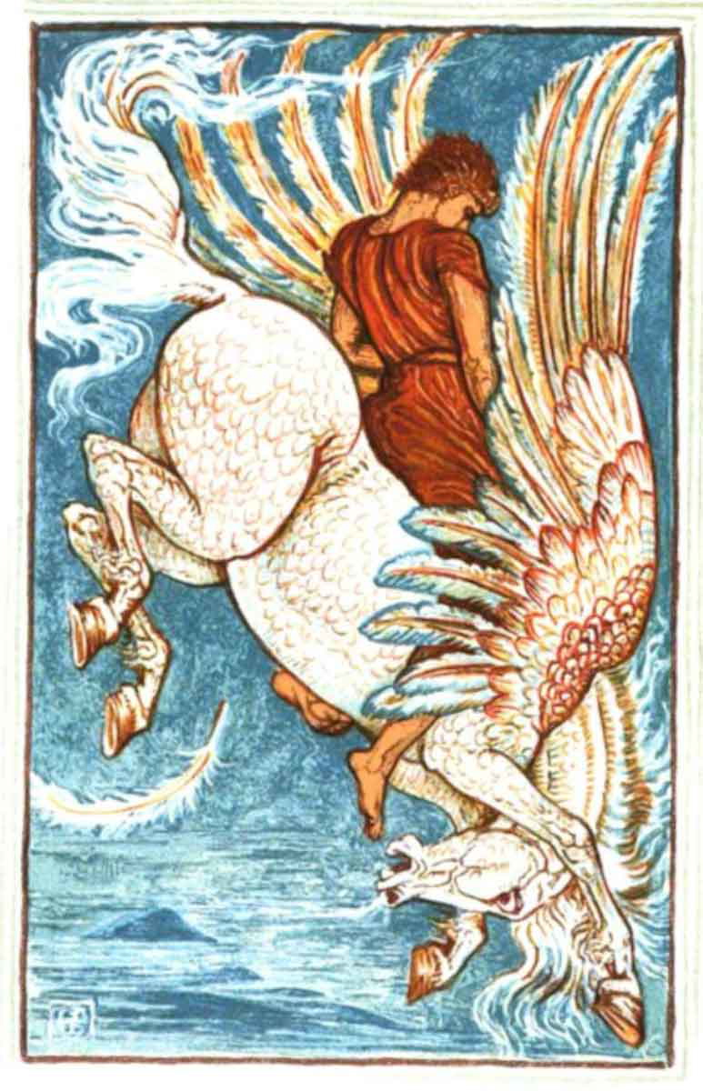crane chute bellerophon pegase illustration