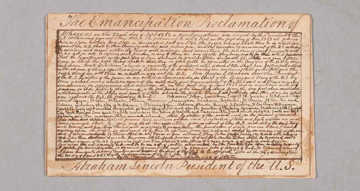 emancipation proclamation card