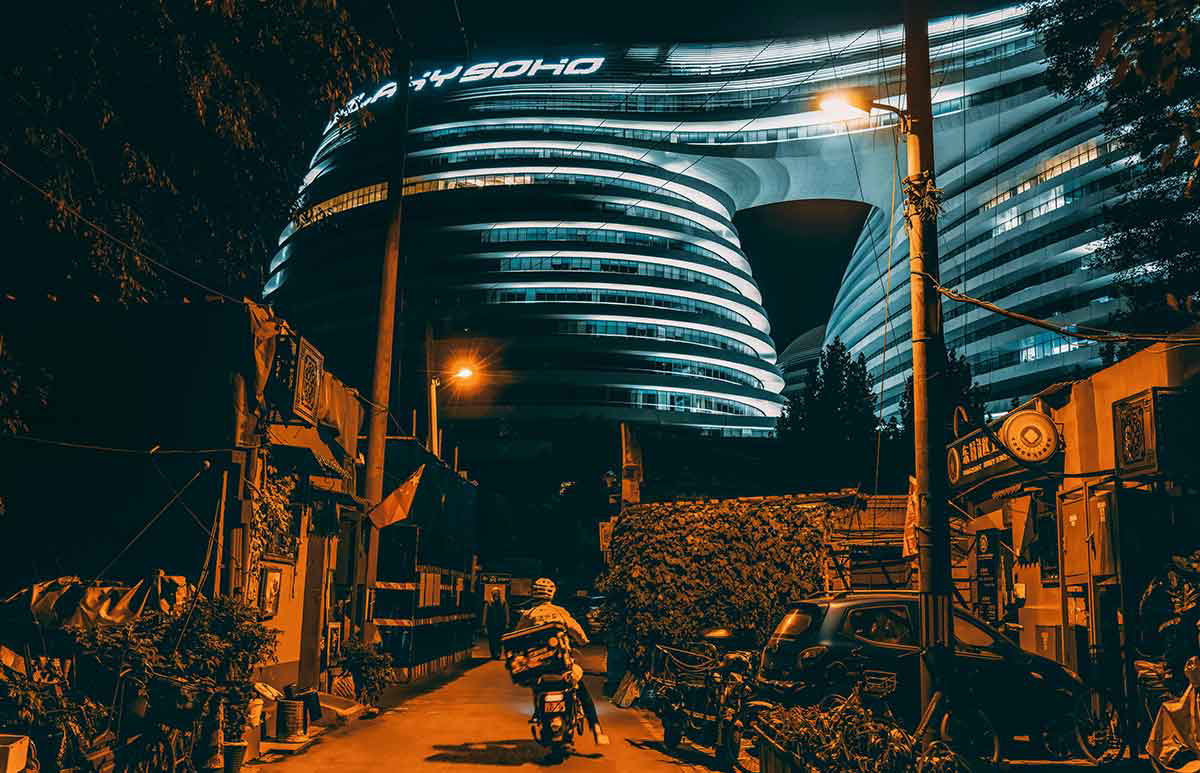 galaxy soho 2 at night beijing
