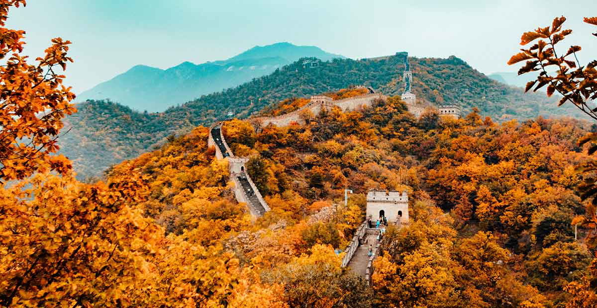 great wall in autumn
