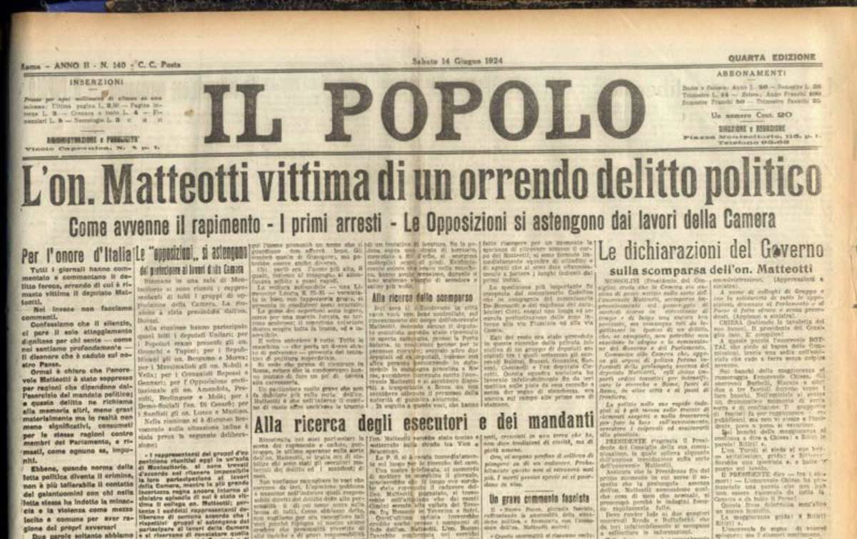 il popolo matteotti murder june 14 1924