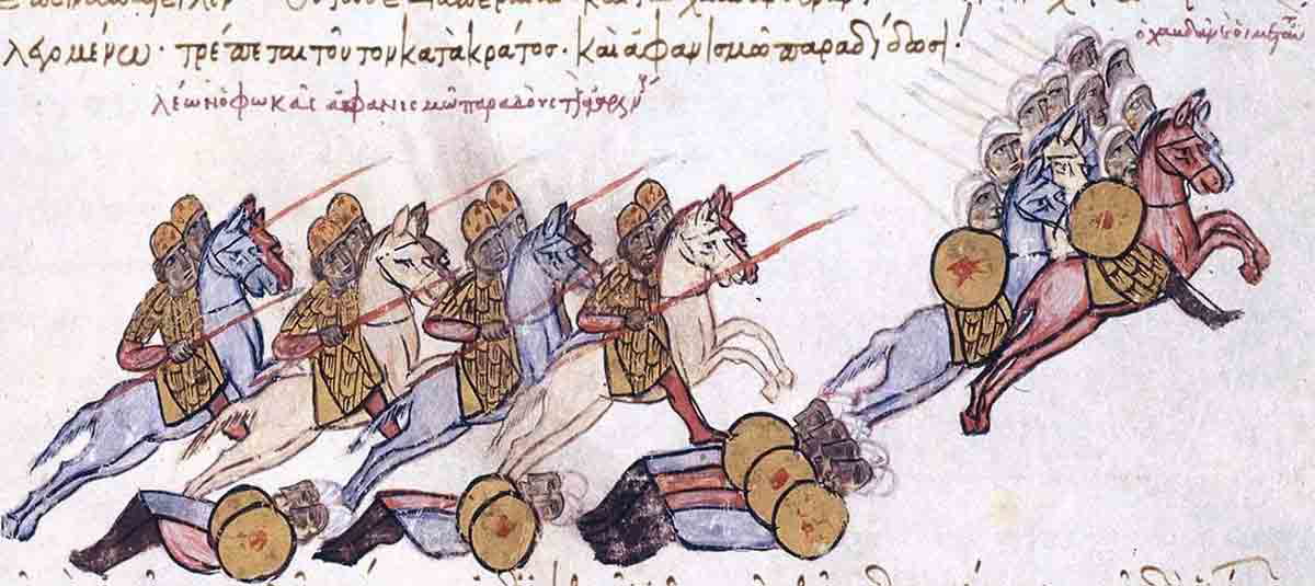 leo phokas defeats sayf adrassos skylitzes manuscript 13th century